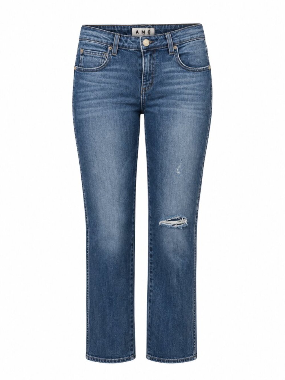 AMO Kate Seaside Destroy Distressed Cropped Straight Jeans Size 27